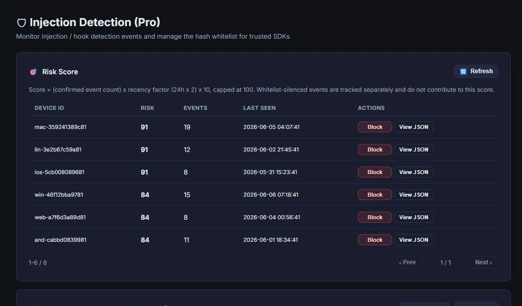 OZero Pro injection policy preview