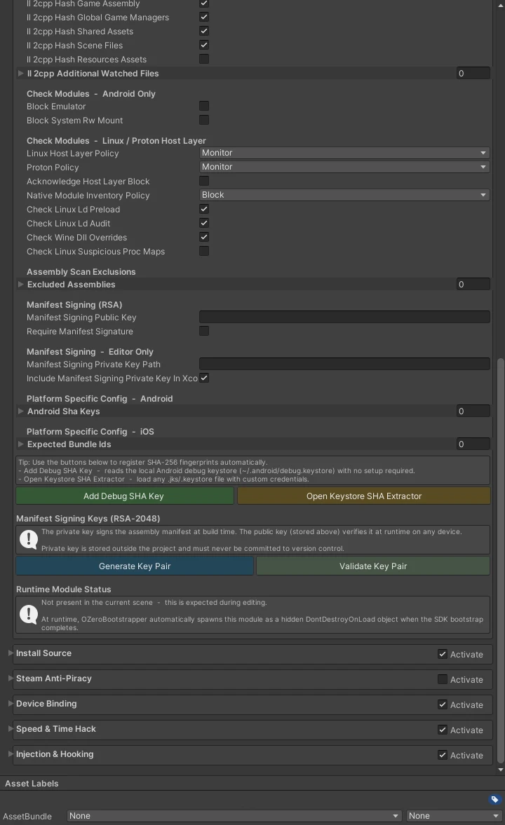 Build Integrity Manifest Signing UI in the Unity Editor