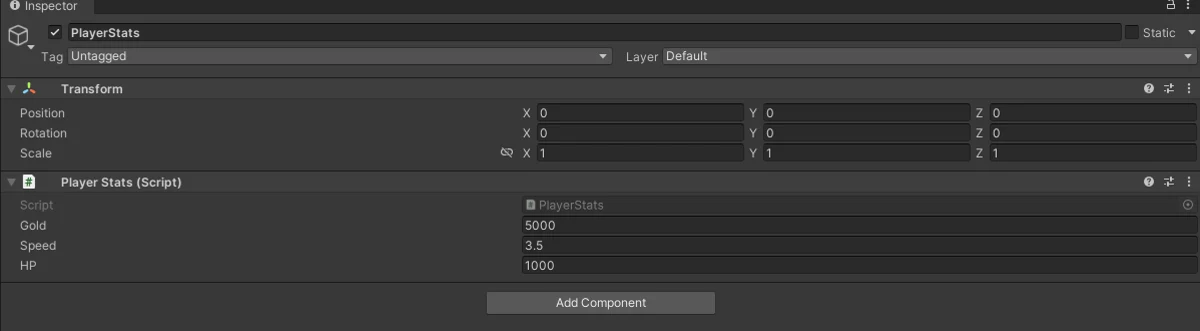 Unity Inspector showing OZeroSV_Int and OZeroSV_Float fields
